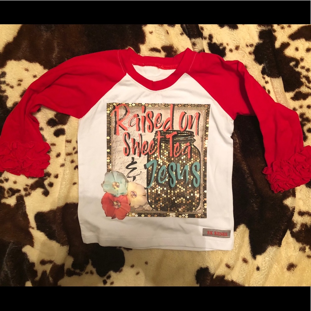 🌵Toddler Ruffle Sweet Tea and Jesus Raglan